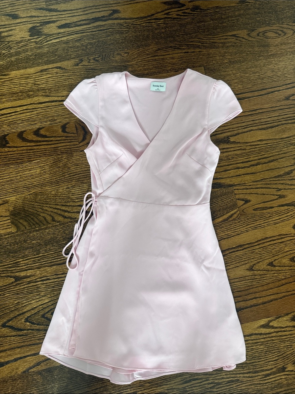 ARITZIA Sunday Best Soft Pink Wrap Mini Dress size XS
